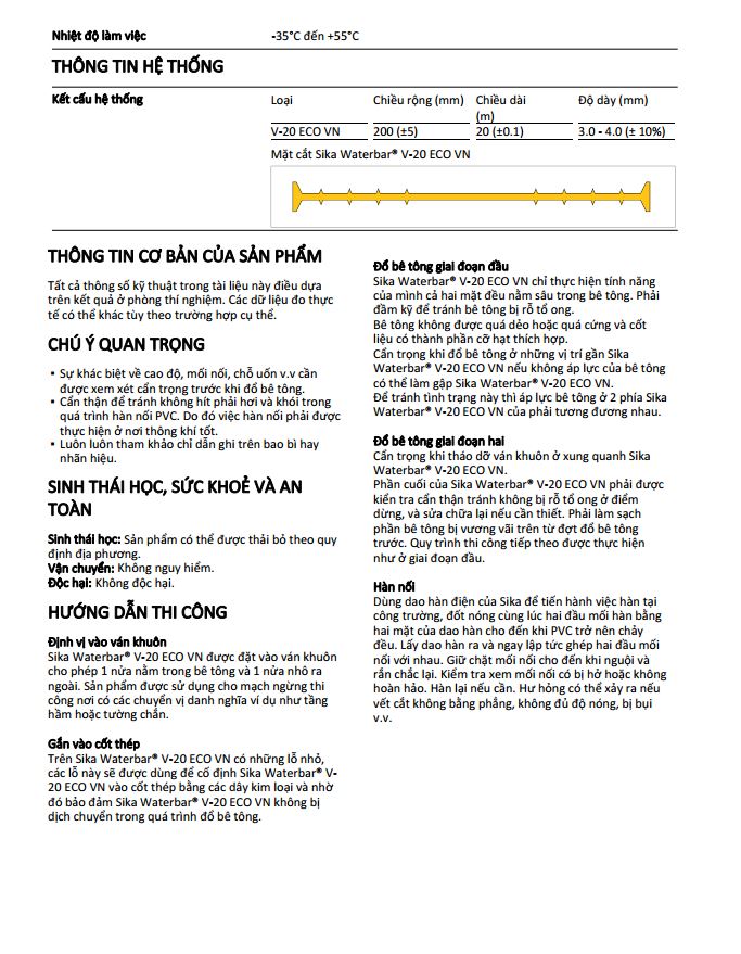 Sika Waterbar® V-20 ECO VN